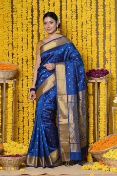 Neel Noor Blue Paithani Silk Saree