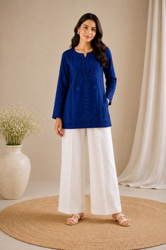 Lemon Yellow Modal Cotton Chikankari Short Kurta