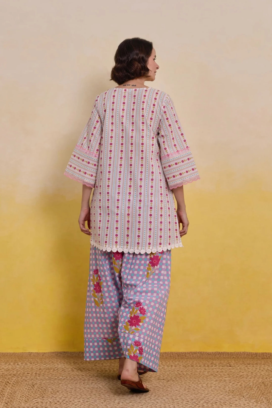 GINGHAM FLORAL PRINTED CO-ORD SET
