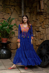 Boho Blue Bandhani Women's Maxi Dress