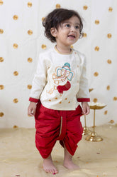 Baby Boy's Cream Ganesha Dhoti Set