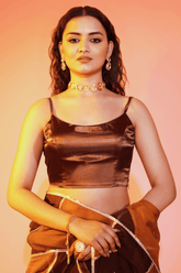 Bronze Beauty Satin Noodle Strap Blouse