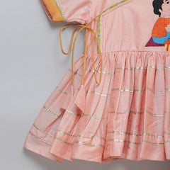 Brother sister peach Embroidered dhoti set