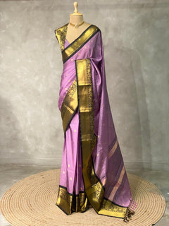 Violet Black Banarasi Silk Saree