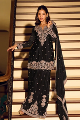 Noir Royale Embroidered Chinnon Silk Suit