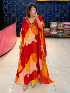 Pure Crepe Digital Printed Kaftan Set
