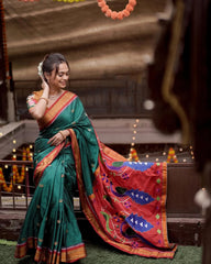 Chandrakor Peacock Khann Paithani Women's Saree