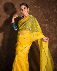 Yellow Khann saree
