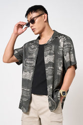 Charcoal Relaxed Fit Half Sleeve Shirt Men