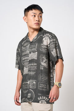 charcoal printed shirt cotton look