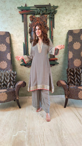 Checks Black Kurta Pant Set