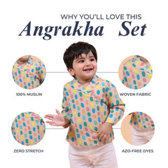 Colorful Polka Muslin Full Sleeves Angrakha Set