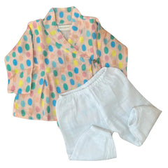 Colorful Polka Muslin Full Sleeves Angrakha Set