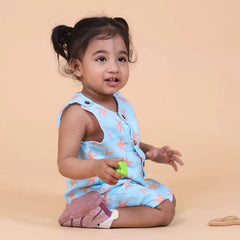 Coral Starfish Muslin Double Layer Baby Romper