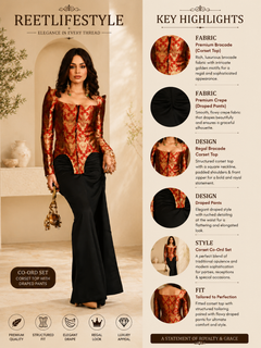 Indo Western - Black Draped Corset with Regal Brocade Corset Top