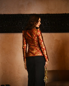 Indo Western - Black Draped Corset with Regal Brocade Corset Top