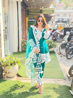 Bebo Cotton Silk Anarkali with Pom-Pom Detailing