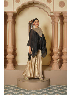 Noir Embroidered Kaftan & Satin Palazzo Ensemble