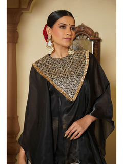 Noir Embroidered Kaftan & Satin Palazzo Ensemble