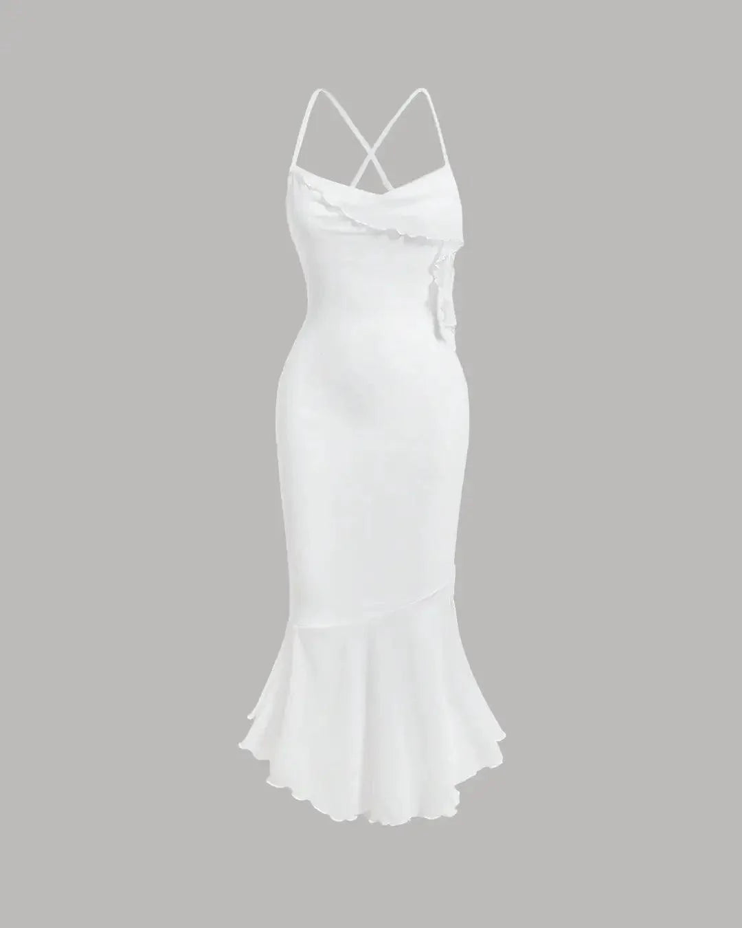 White High-Low Mesh Cami Dress