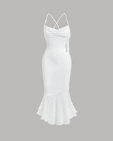 White High-Low Mesh Cami Dress