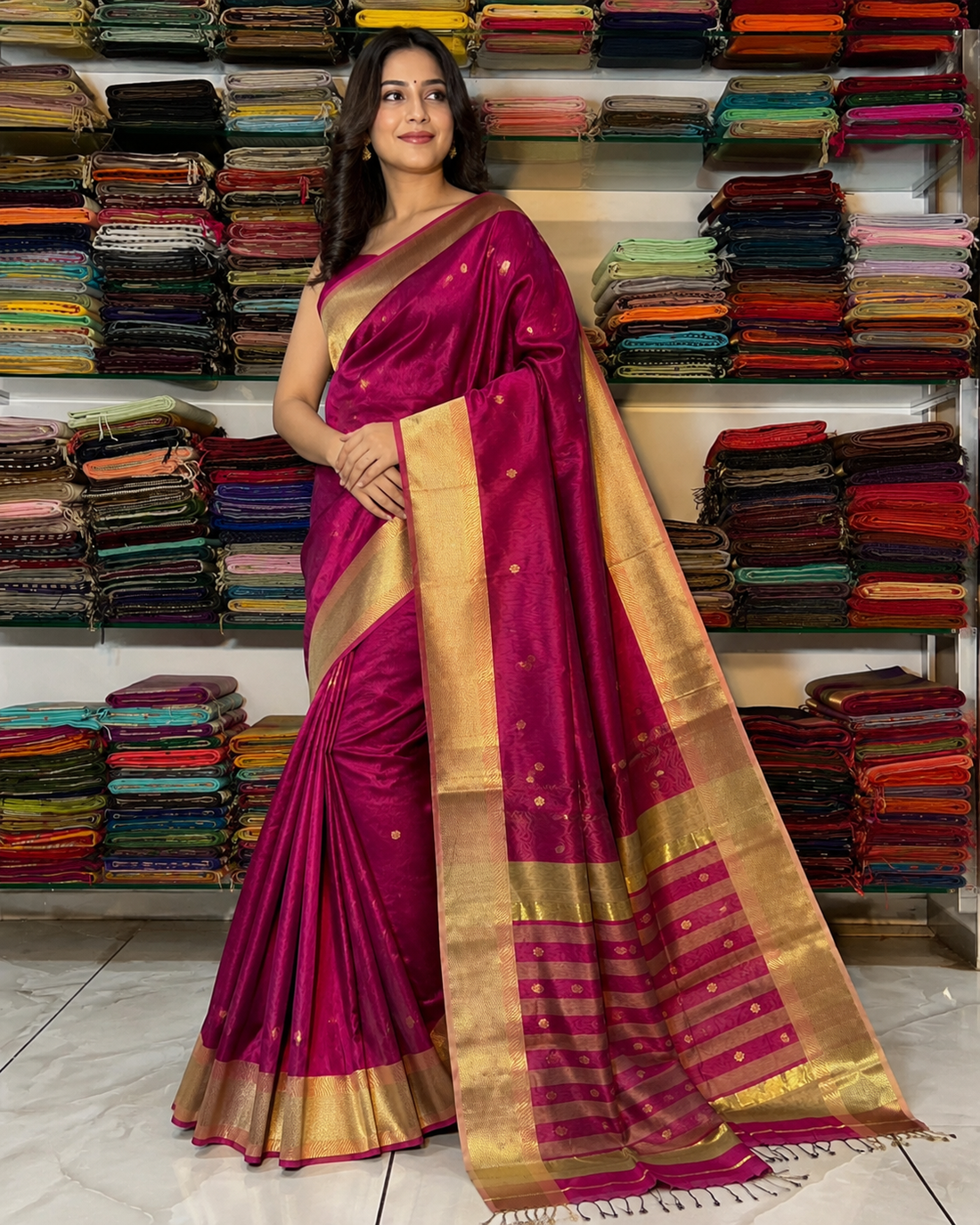 Nayantara Maheshwari Kali Border Buti Saree