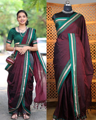 Dark Burgundy Rose Khun Saree