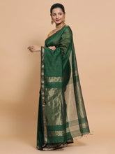 Dark Green Maheshwari Silk Cotton Saree