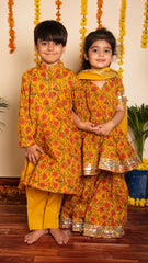 Darpan Mustard Kids Sharara Set for Girls