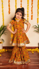 Darpan Mustard Kids Sharara Set for Girls