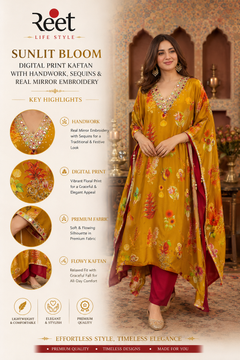 Sunlit Bloom Digital Printed Kaftan