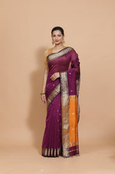 Deep Purple Maheshwari Cotton Silk Saree