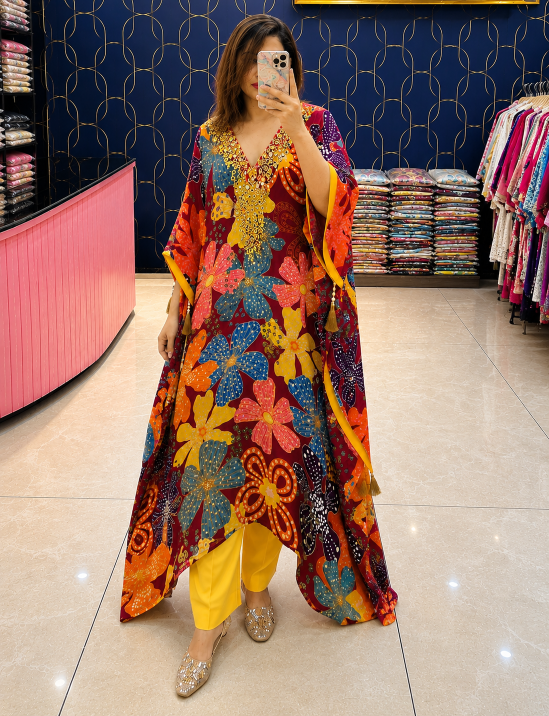 Pure Crepe Digital Printed Kaftan Set