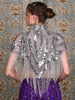 Grey Embellished Beaded High Neck Cape