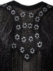 Black Embellished Beaded Crew Neck Cape