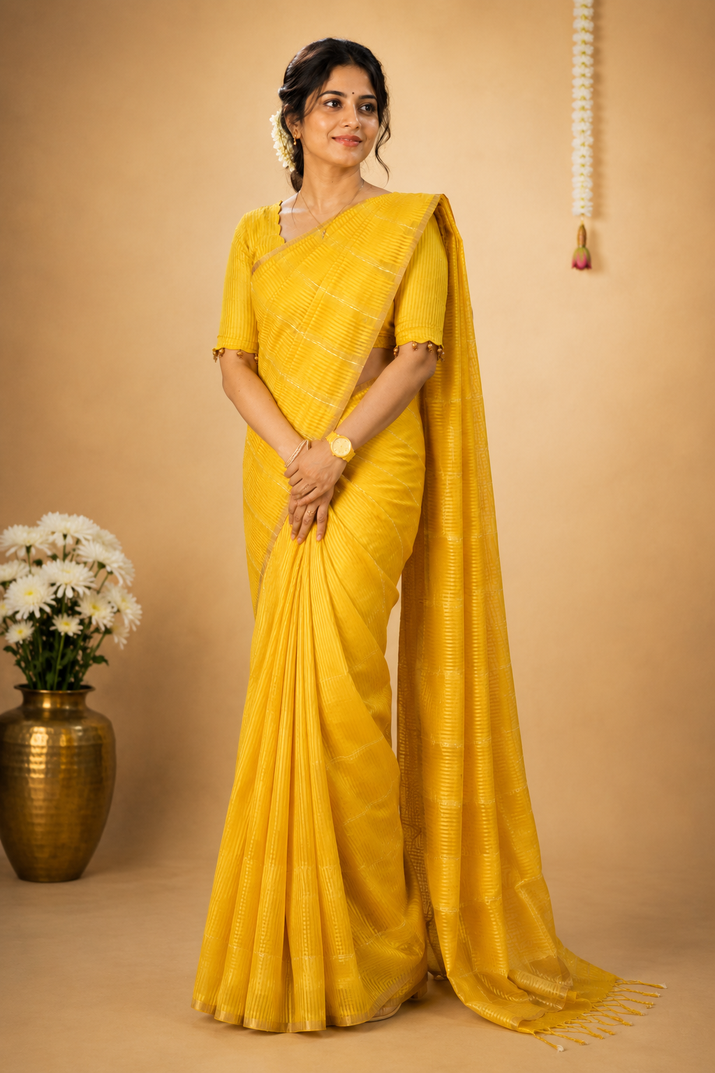 Varnika Yellow Soft Organza Silk Saree