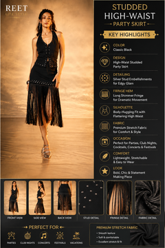 Studded High-Waist Party Skirt