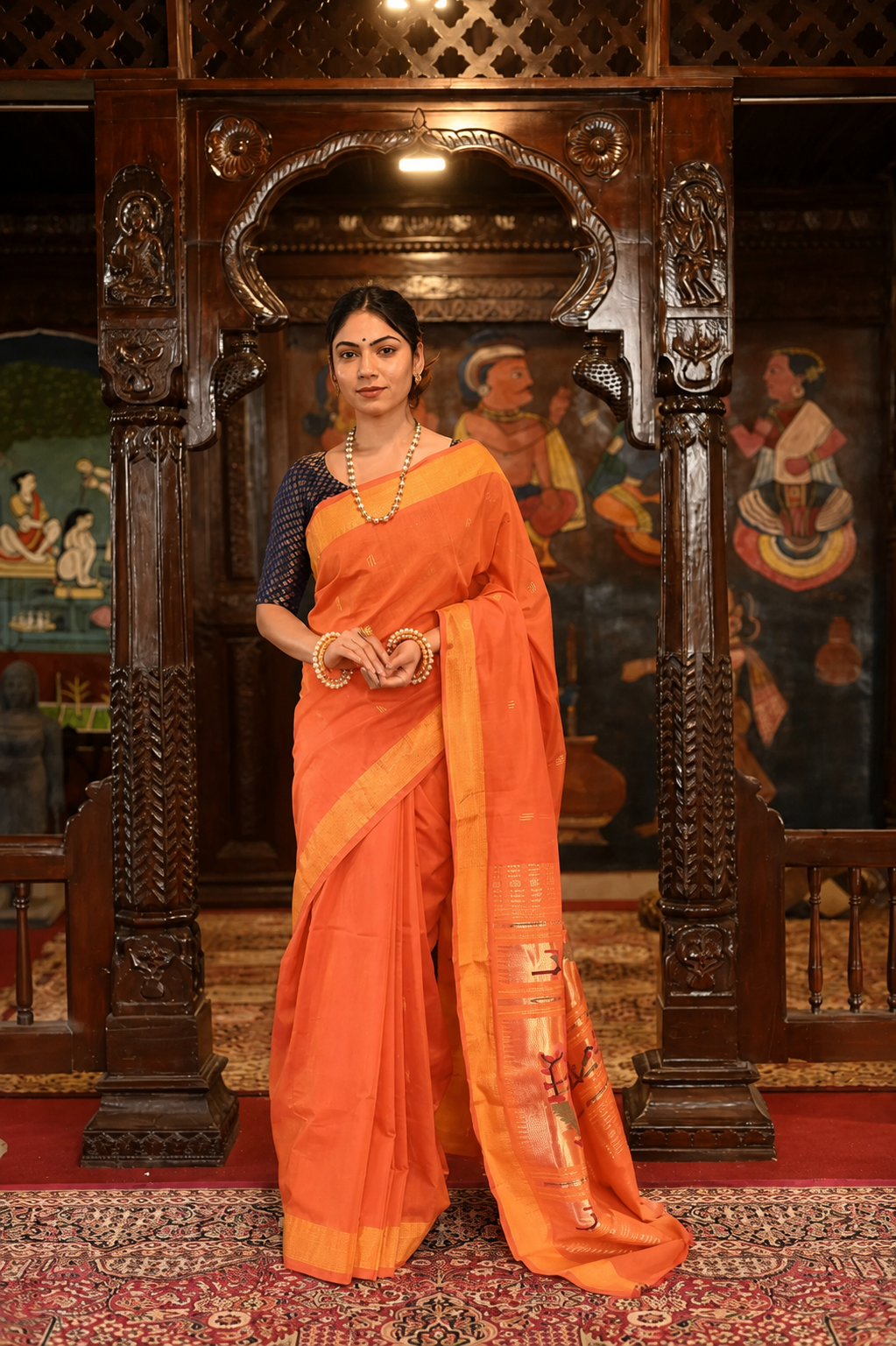 Pure Cotton Handloom Paithani Saree Traditional Paithani Pallu