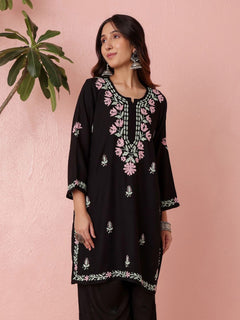 Premium Rayon Multicolor Chikankari Straight Kurti