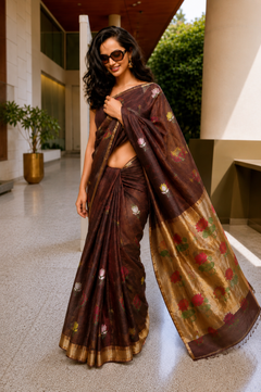 Rajvanshi Silk Linen Jamdani Saree