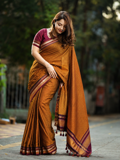 Women's Traditional Khun Saree or Customize into Nauvari Saree Handloom Ethnic Wear