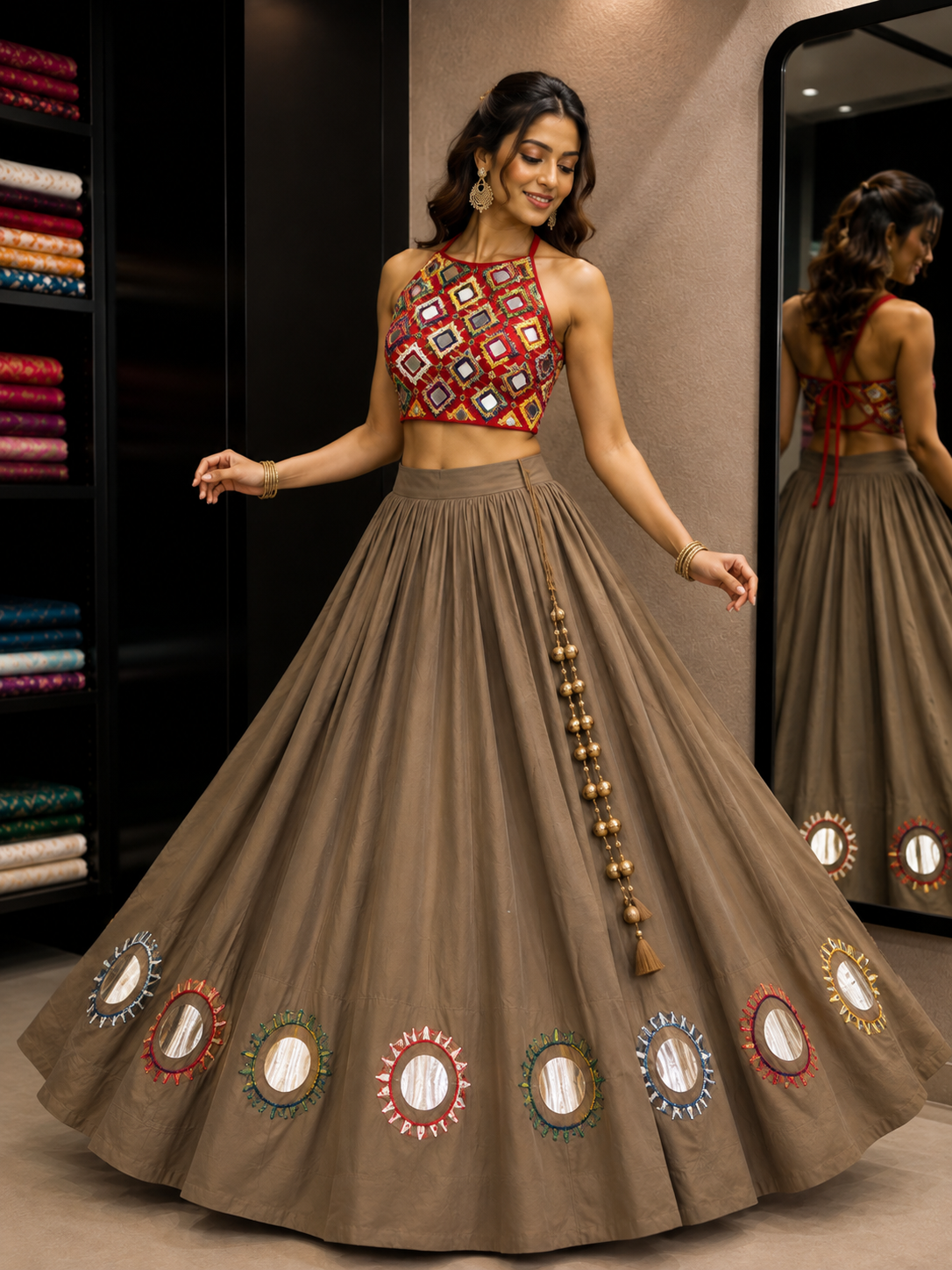 Premium Shisha Work Sleeveless Halter Blouse