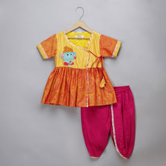Ganpati Embroidered Dhoti Kurta Set for Kids