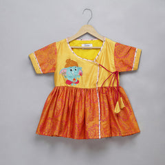 Ganpati Embroidered Dhoti Kurta Set for Kids