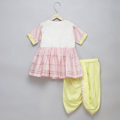 Ganpati Embroidered Kurta Yellow Dhoti Set for Kids