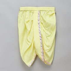 Ganpati Embroidered Kurta Yellow Dhoti Set for Kids