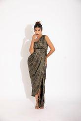 Georgette Satin Slit Sari Gown