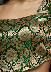 Floral brocade fabric blouse