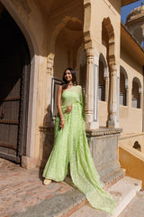 Green Chiffon Hand Embroidered Gota Saree