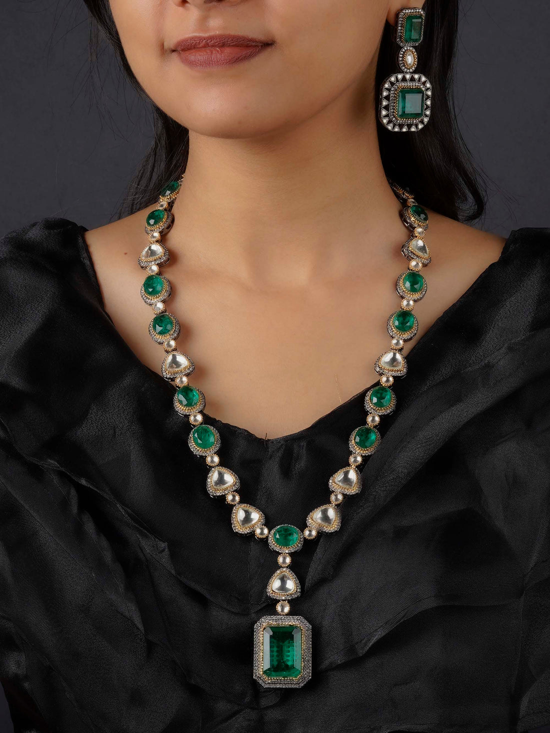 Green Faux Polki Necklace Set – PK-S26WGR